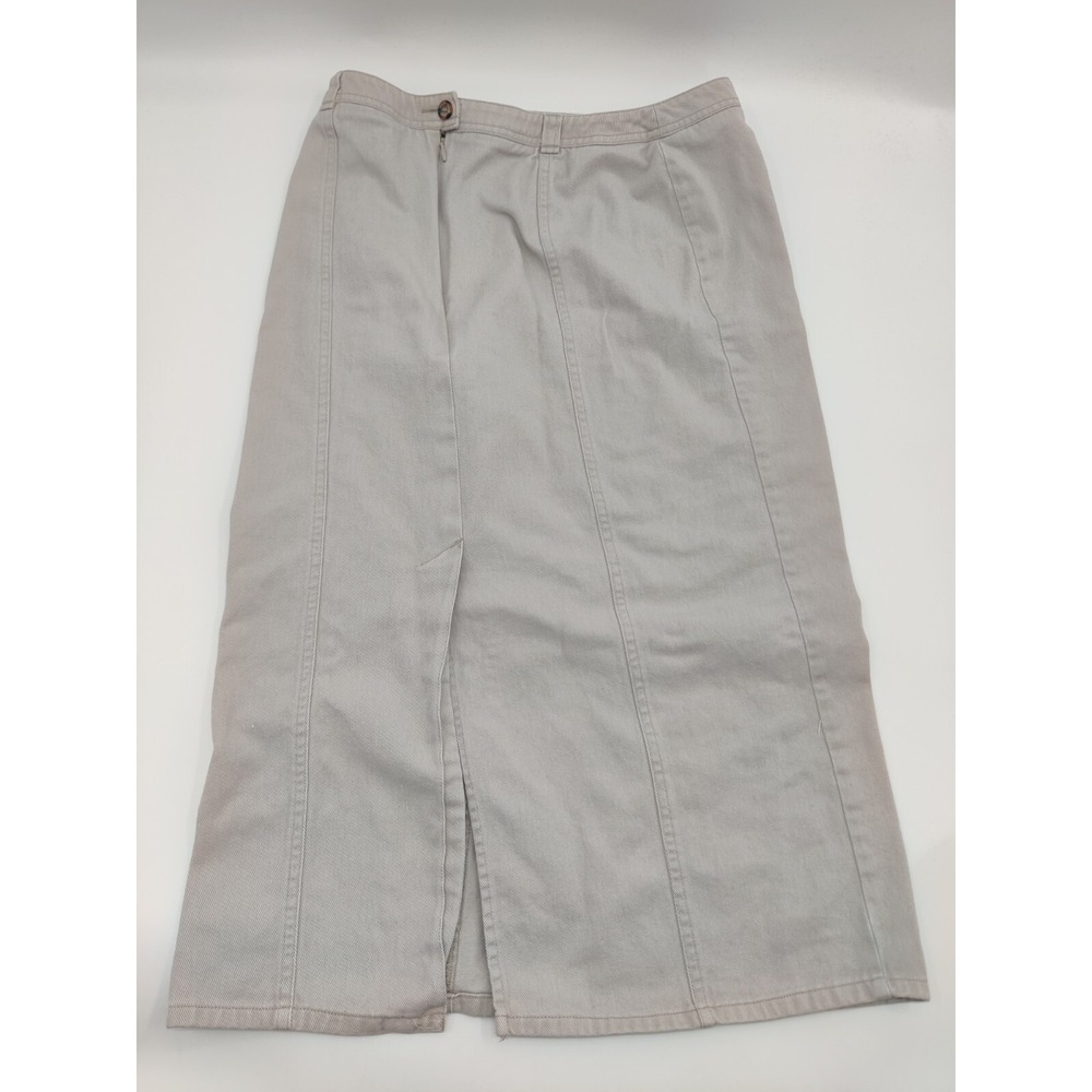 Westbound Beige Denim Maxi‎ Skirt with Front Slit Detail Women's Size 6P